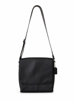 Coach Charles Black Leather Messenger/Crossbody Bag